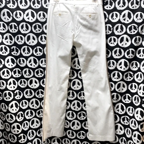 THEORY WHITE WIDE HEM COTTON/LYCRA PANTS SZ 4